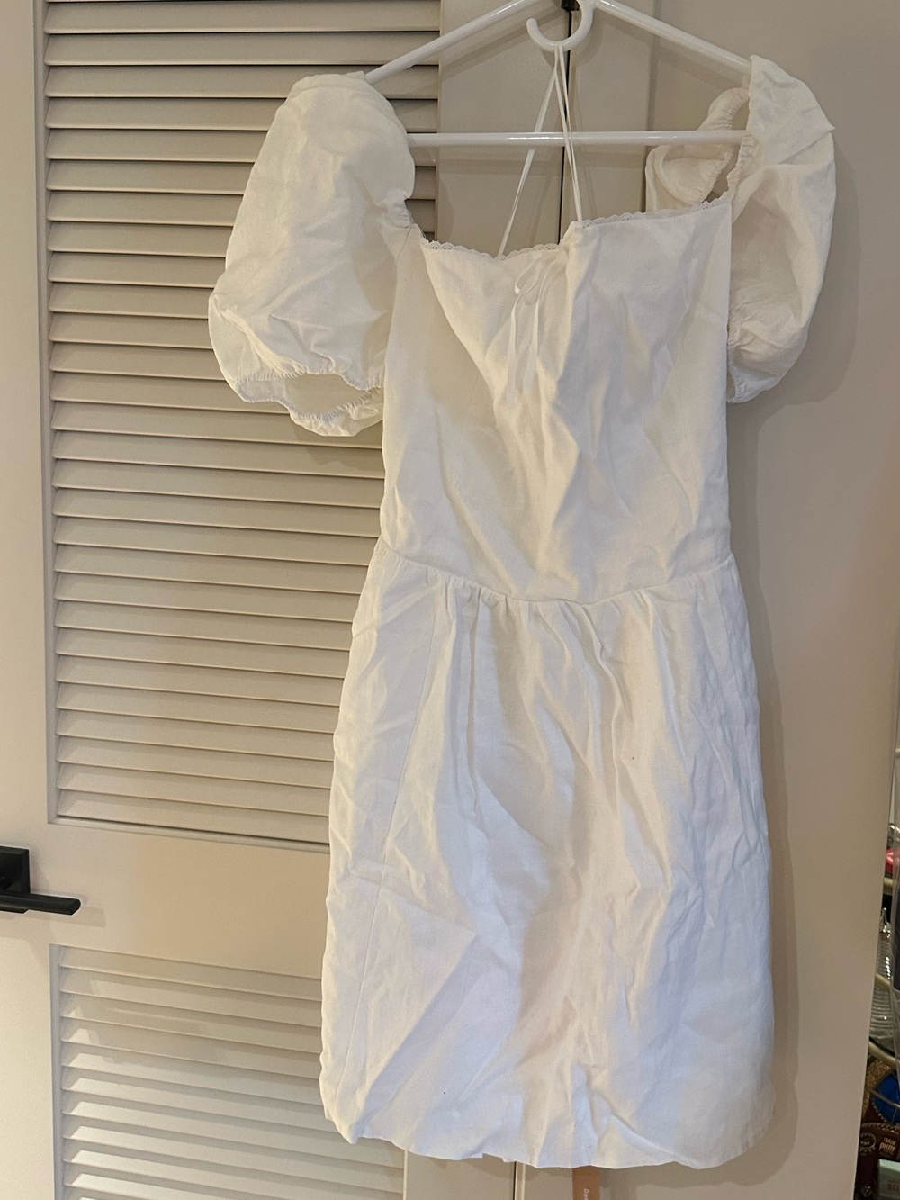 Reformation Malvina Linen Dress White Puff Sleeve Square Neck Mini 10 - Picture 3 of 7